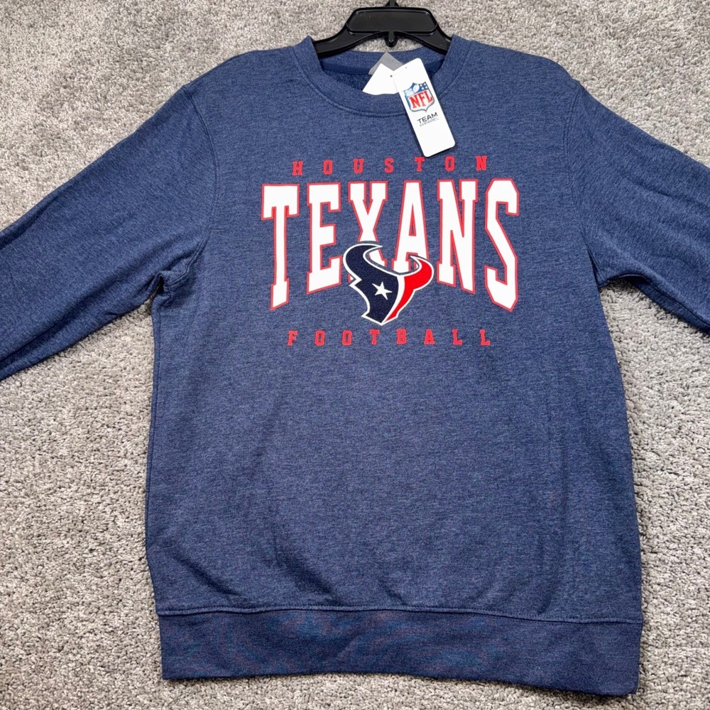 Houston Texans CSA False Start Sweatshirt Mens Fleece Crewneck Blue Large NEW